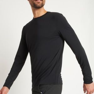 Kit and Ace Pima Long Sleeve Ace Crewneck Tee Black Mens Large